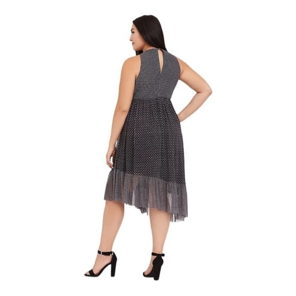 TORRID BLACK DIAMOND MESH ASYMMETRICAL DRESS - Picture 3 of 4